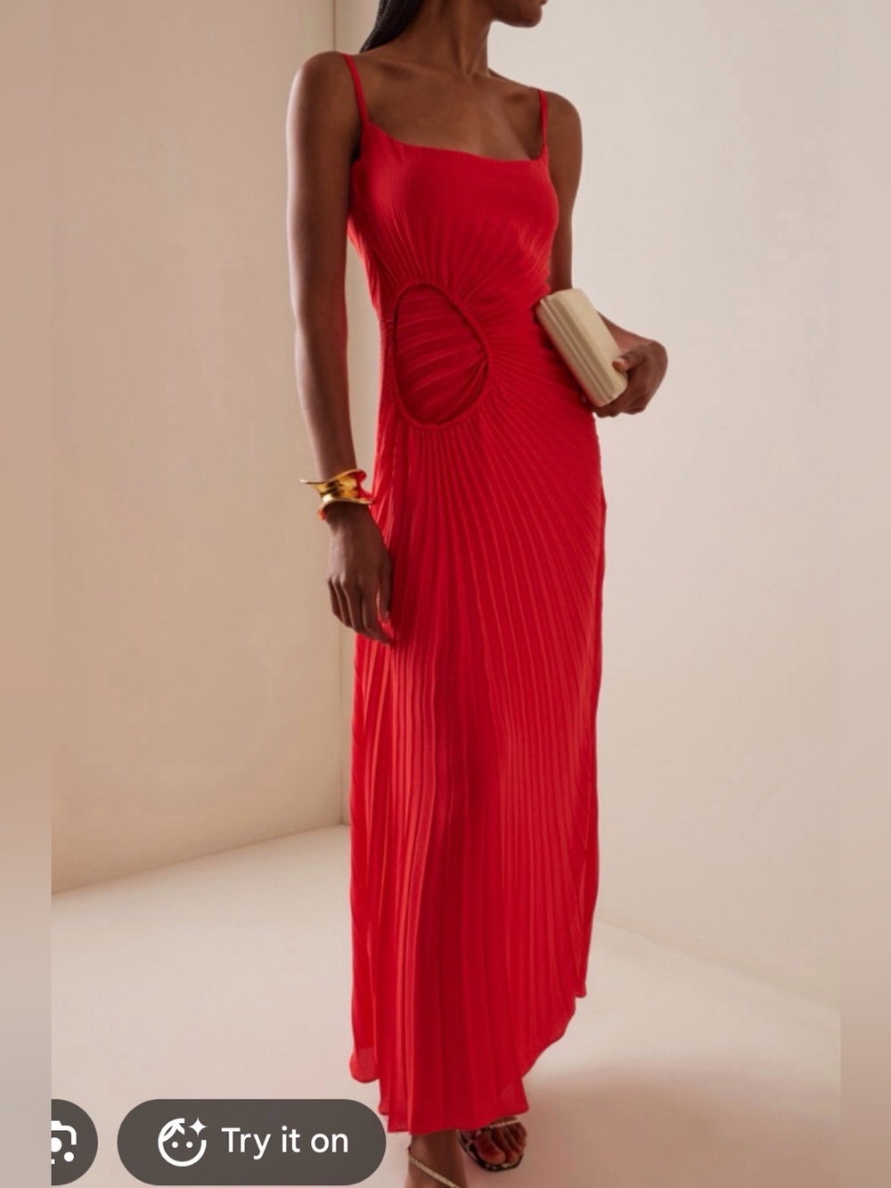 NWT Georgia Hardinge Tide Pleated Red Maxi Dress